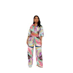 Fashion Nova Multicolor Abstract pants set